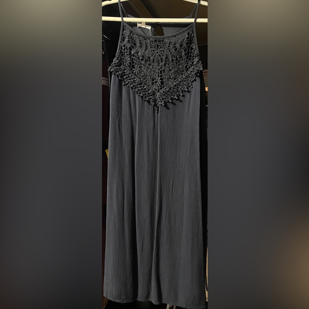 Maurices Black Crochet Neckline Maxi Dress